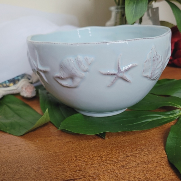 Laguna Coastal Cottage Blue Sky Ceramic Coastal Theme Etched Dining Bowl *NWT - Picture 3 of 11